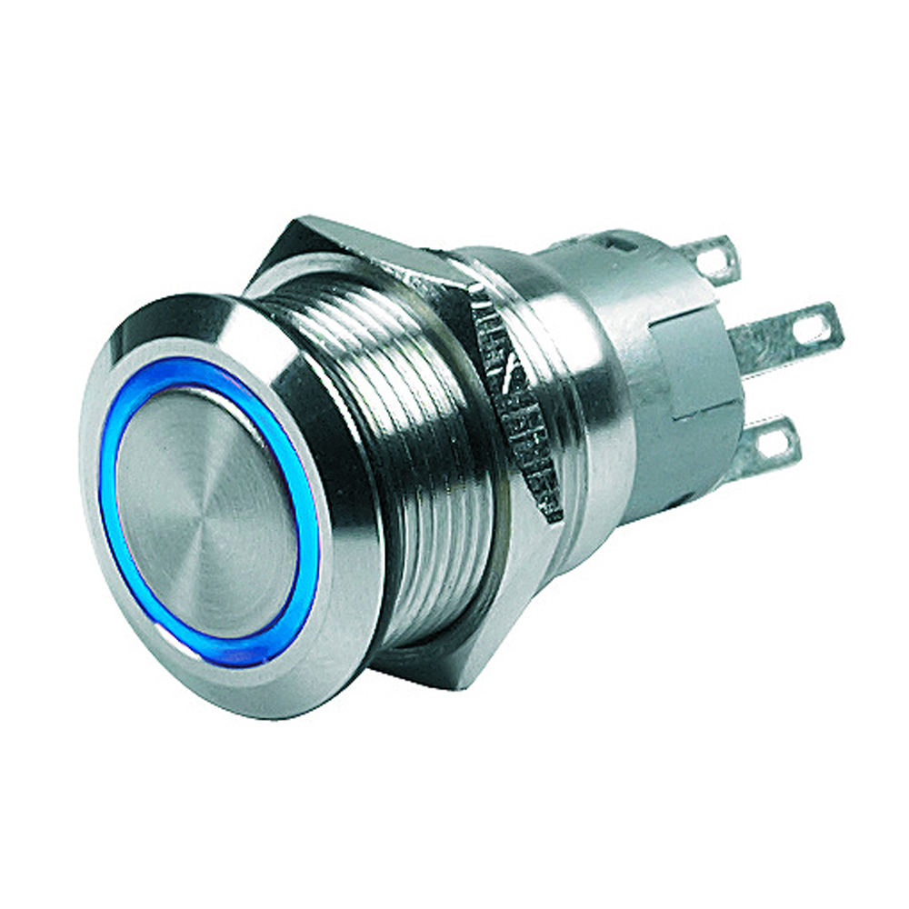 Marinco Push-Button Switch - 12V Momentary (On)/Off - Blue LED - P/N 80-511-0004-01